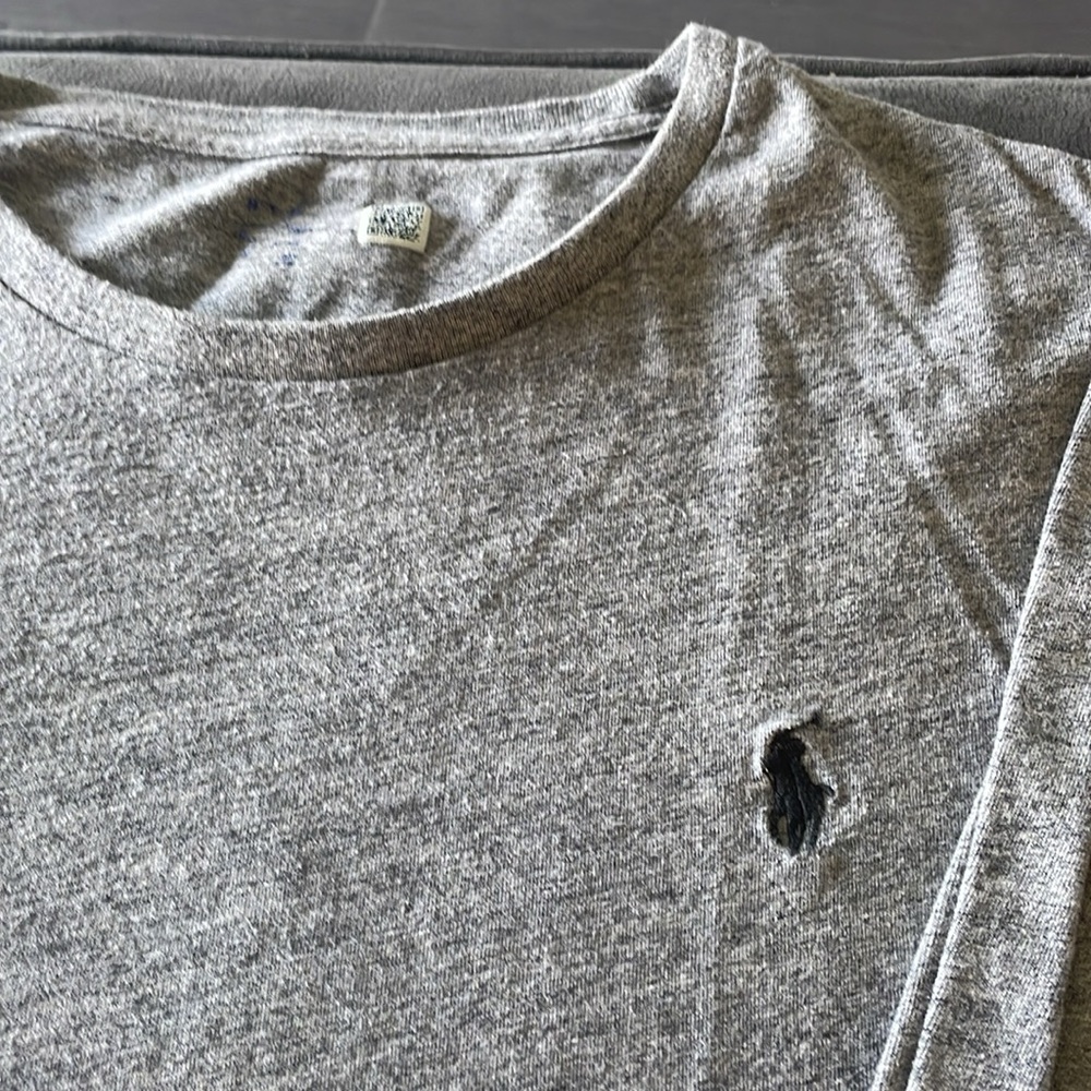 Men’s Polo Crew Neck Long Sleeve Cotton Shirt - Heather Gray